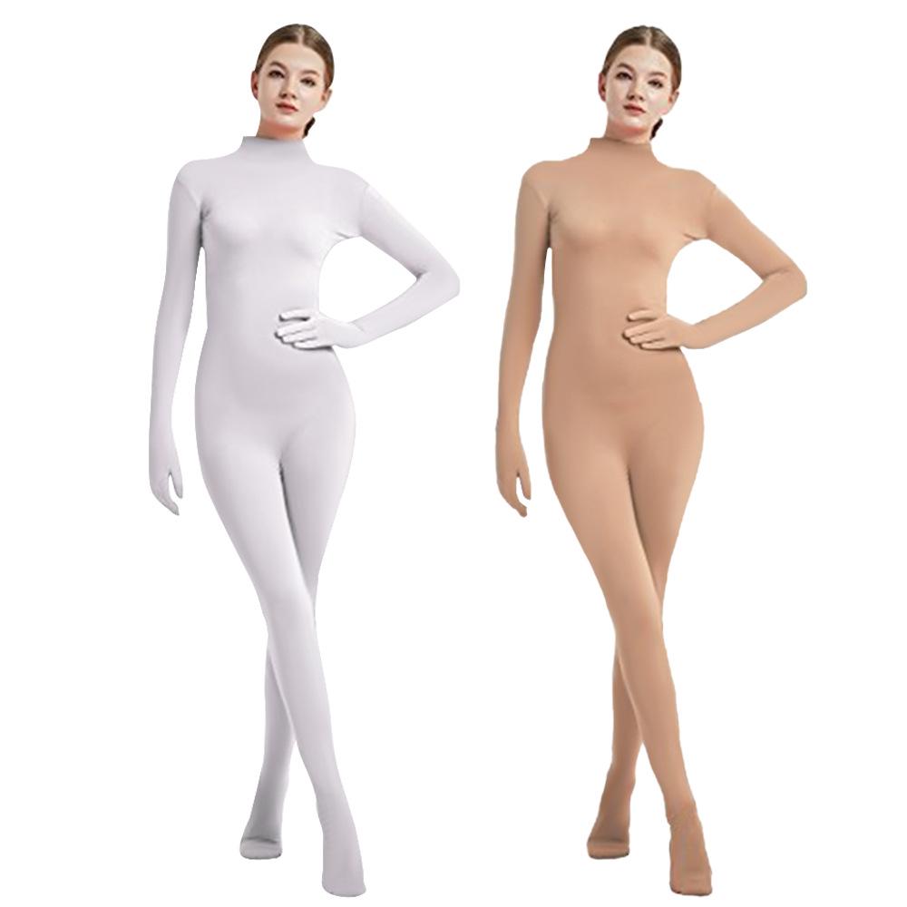 Women's Solid Color Zentai Bodysuit with Hands and Feet for Dancewear and Stage Performance