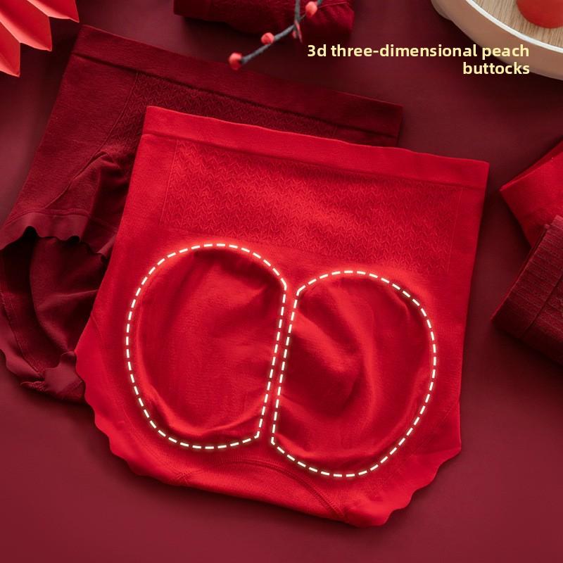Big Size Women Spring and Autumn Year Red High Waist Belly Lift Hip Antibacterial Crotch Triangle Briefs