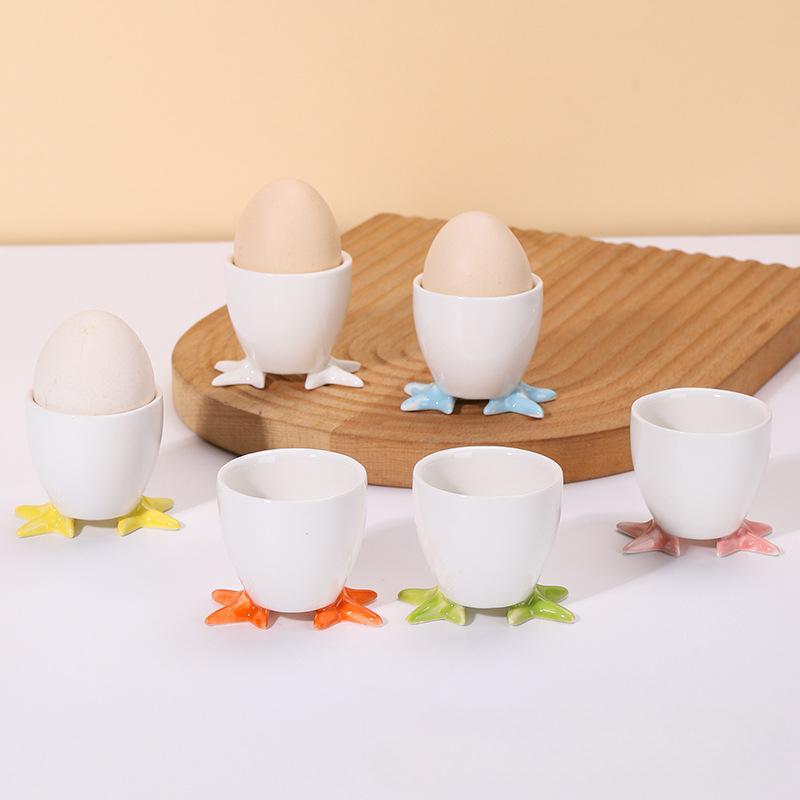 Easter Egg Cup Holder Ceramics Boiled Egg Cup Stand Rack Creative Eggs Holder Small Beer Wine Cup Breakfast Dessert Cooking Tool