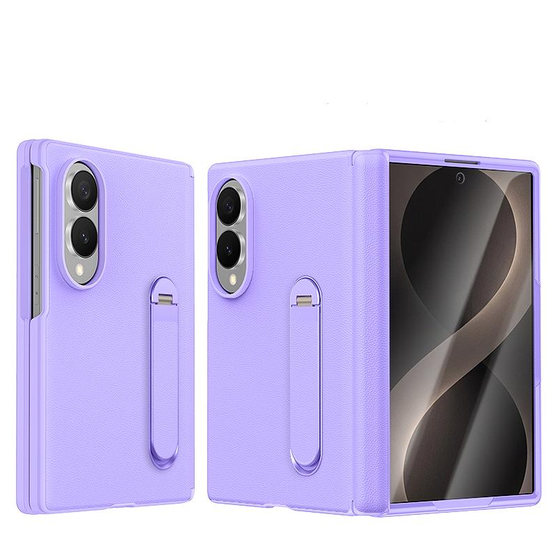 360 Metallhalter Lederhülle für Samsung Galaxy Z Fold 8 Wide 5G Displayschutzfolie Magnetische Scharnier Schutzabdeckung