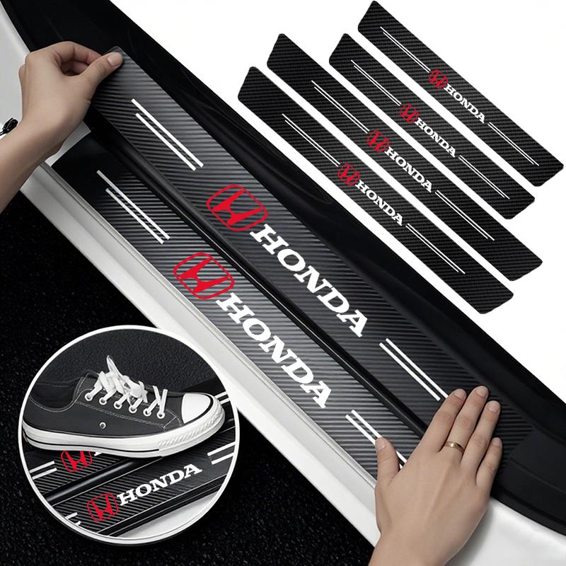 1/4/5Pcs Car Door Sill Scuff Plate Decor Carbon Fiber Stickers For Honda Accord Civic FIT Insight CRV Jazz HRV City Vezel Pilot