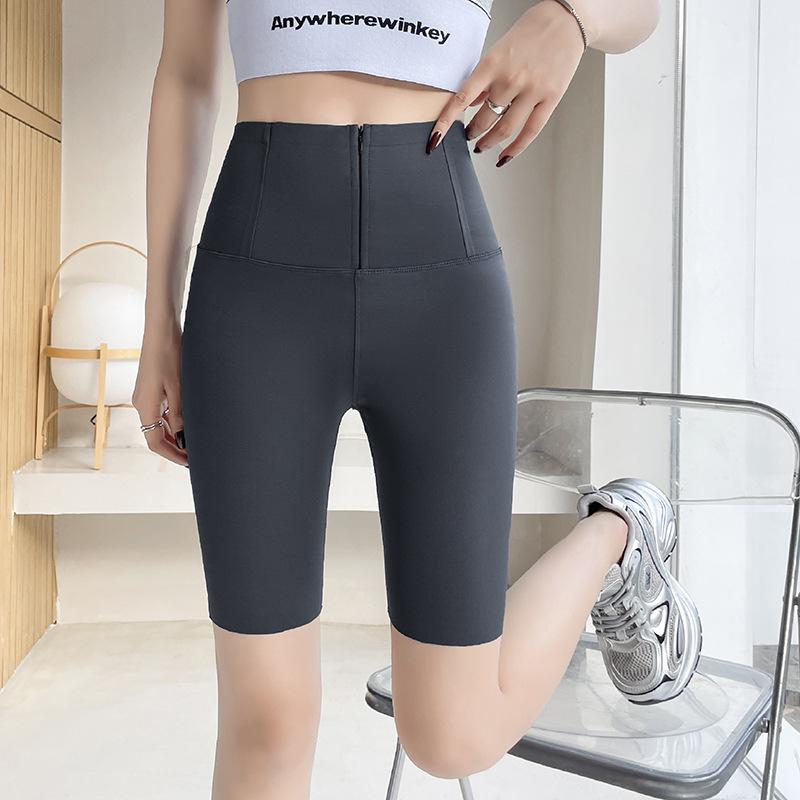 Zipper-breasted women's outer wear new spring and autumn thin high-waisted belly Barbie sandfish leggings