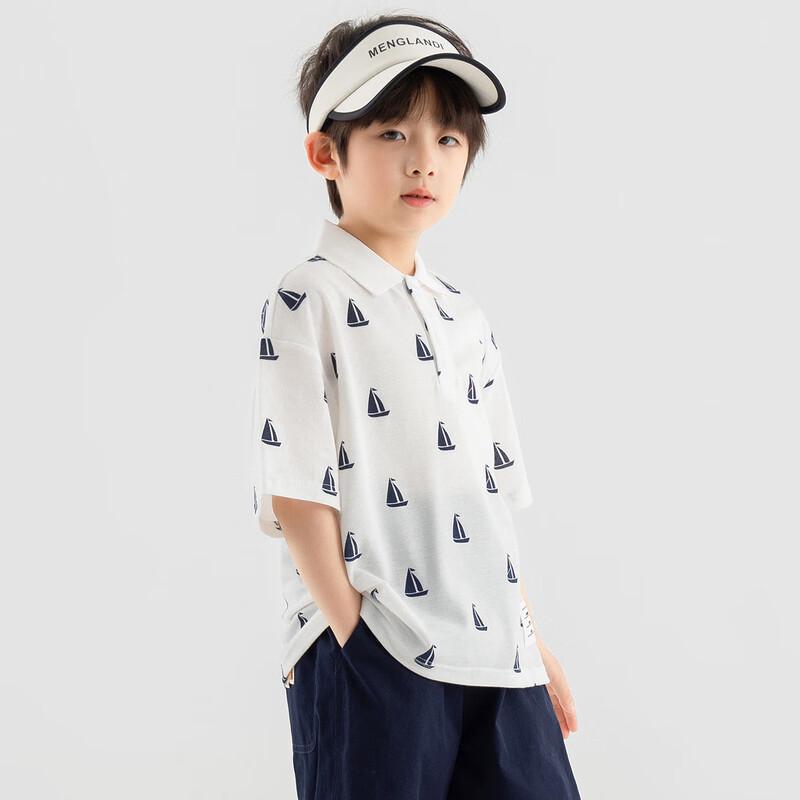 Boys' Sailboat Print Polo Shirt