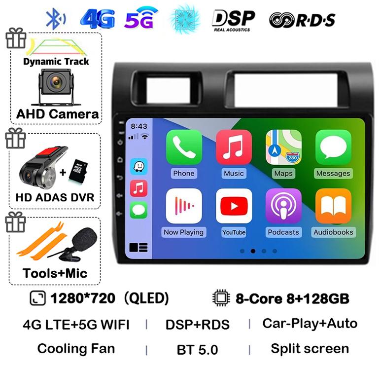 Android 14 Carplay Auto Car Radio For Toyota Pickup Land Cruiser LC 70 79 Series 2007-2020 Multimedia Video Player GPS Stereo BT