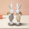 1 Pair Rabbit Ornament Hand-painted Synthetic Resin Happy Easter Hunting Egg Bunny Figurine Decor Easter Decoration 2025