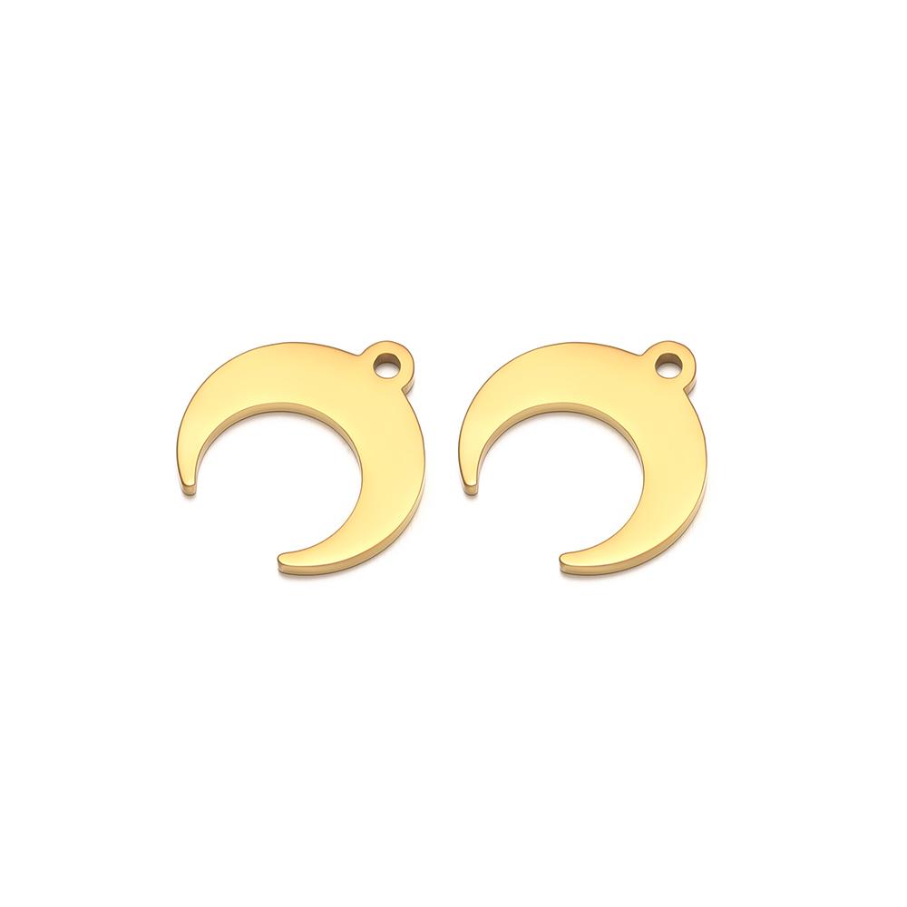 5 Stück Goldfarbene Edelstahl-Ochsenhorn-Anhänger Mond-Halsketten für DIY-Schmuckherstellung Handgefertigte Anhänger Armbänder Zubehör