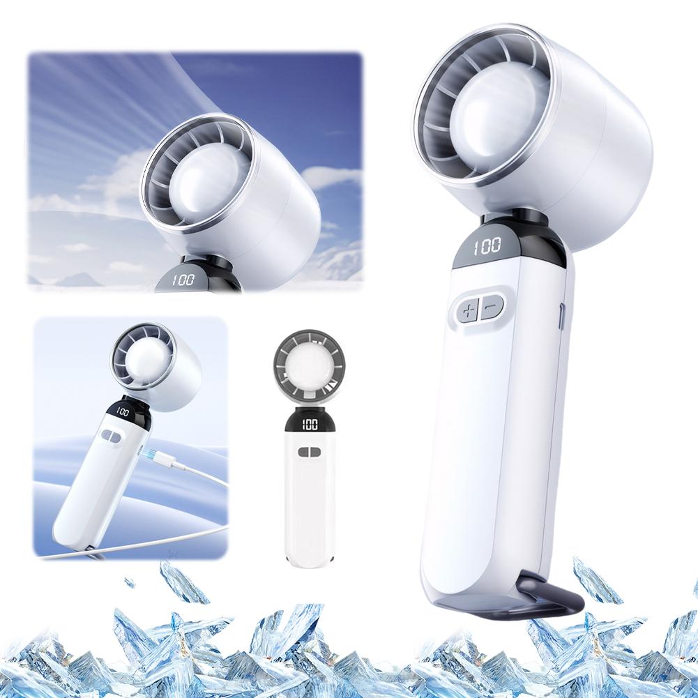 Adjustable Cooling Fan LED Digital Display Mini Cold Fan Portable Electric Fan for Camping Hiking Outdoor Activities