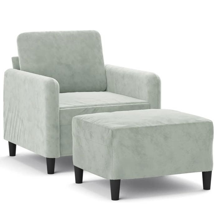 VidaXL Fauteuil avec repose-pied Gris clair 60 cm Velours, canapé, fauteuil, fauteuil TV, canapé simple, canapé, canapé 3201164