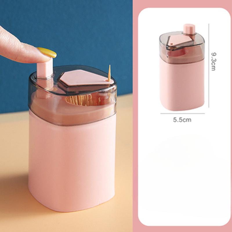 

Automatic Toothpick Box Household Push-type Toothpick Bucket Portable Toothpick Tube Toothpick Jar 1pc рожевий