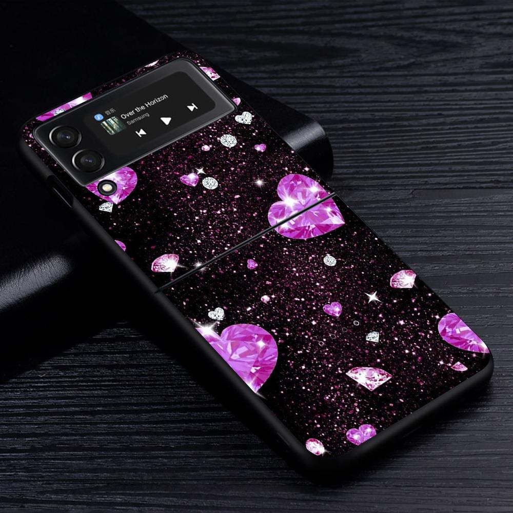 

Красивый чехол для мобильного телефона с бриллиантами для Samsung Galaxy Z Flip4 Flip3 5G, черный чехол Z Flip 4 3, роскошный жесткий чехол из ПК Zflip3 Funda Samsung Z Flip4 5G