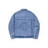 Li Ning Skateboard Series Solid Color Loose Wash Denim Jacket Men Jacket Light-Blue AJDU105-1