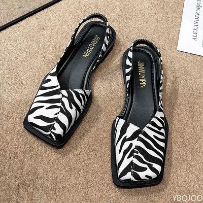 Fashion Spring Summer New Comfortable Women's Flat Shoes Personalized Square Toe Shallow Mouth Casual Fashionable Square Toe Sandals