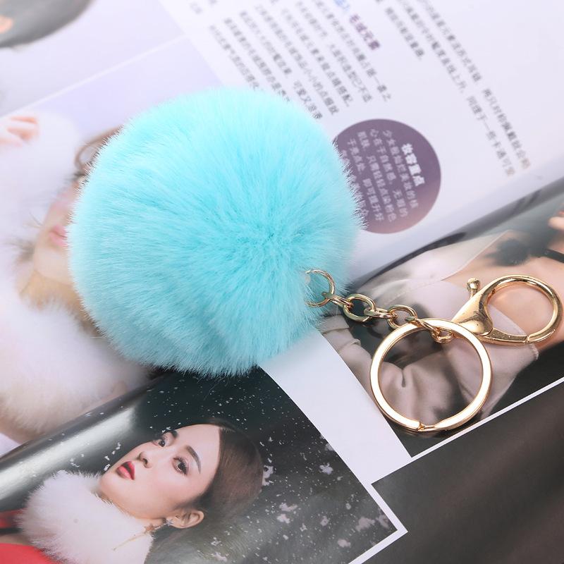Schlüsselanhänger mit Kunsthasenfell-Bommel, Flauschiger Pompon-Taschenanhänger, Modisches Fellbommel-Accessoire für Damen-Taschen