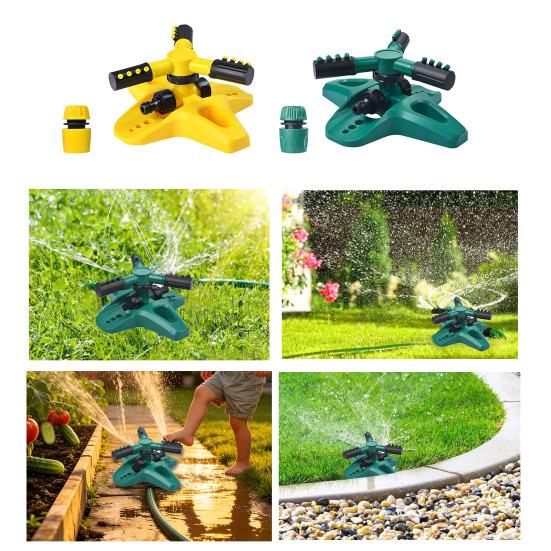 3-Arm Lawn Sprinklern, Automatic 360-Degree Rotating Garden Sprinkler, Large Coverage Area Sprinkler for Yard Outdoor Irrigation Kids Pets Water Fun