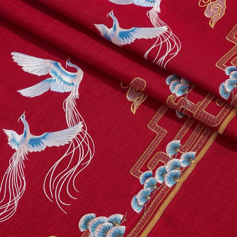100*148cm Chinese Style Retro Imitation Linen Fabric Embroidery Faux Linen Cloth For Sofa Cushion Luggage Bag Diy Sewing Fabric