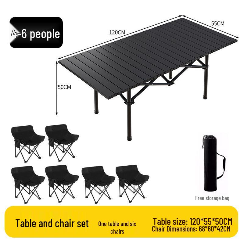 Portable Folding Chair and Table Set for Camping, Fishing, Dining, Street Vendors, Barbecue, and Outdoor Self-Driving Tours.
