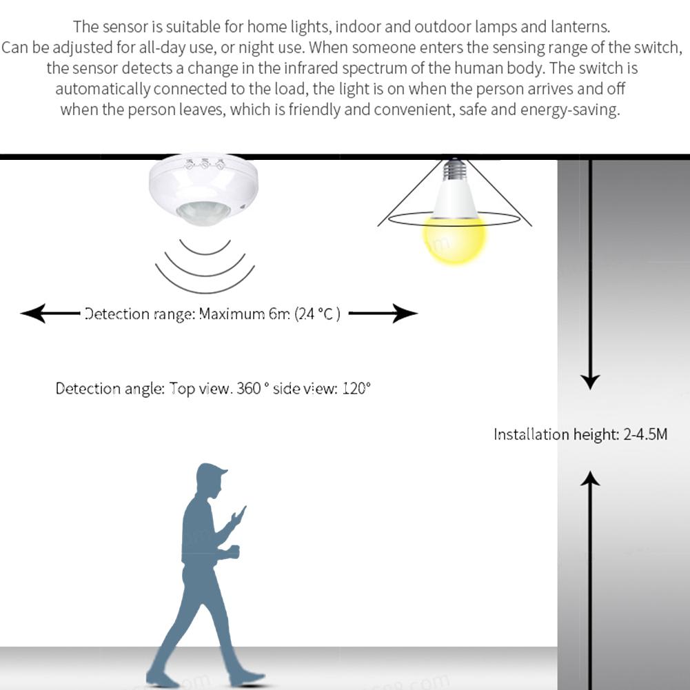 Ceiling Mount PIR Motion Sensor Switch with High Sensitivity Detection Energy saving Design and Wide Voltage Range