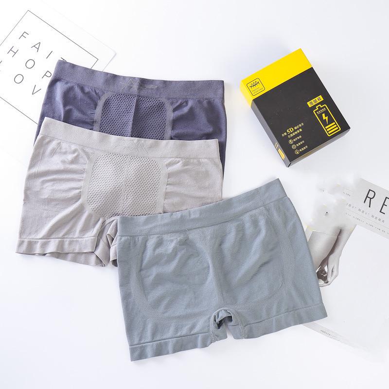 Men's 3-Pack 5D Magic Magnetic Mid-Waist Seamless Breathable High-Elastic Honeycomb Boxer Briefs