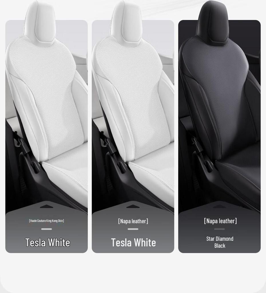 Tesla Model Y Seat Cushion Protector - Napa Leather, Breathable, Ventilated