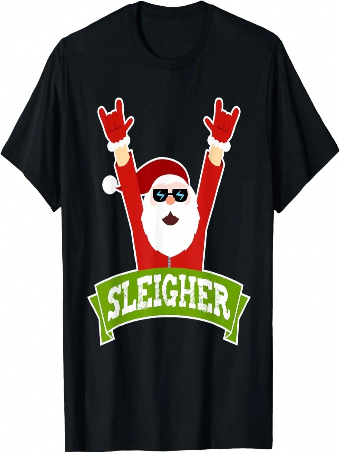 SLEIGHER - Funny Heavy Metal Music Santa - Christmas T-Shirt S разноцветный