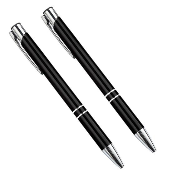 2Pcs Ballpoint Pen Black Ink Retractable Plastic Medium Point Advertising Pen for Students