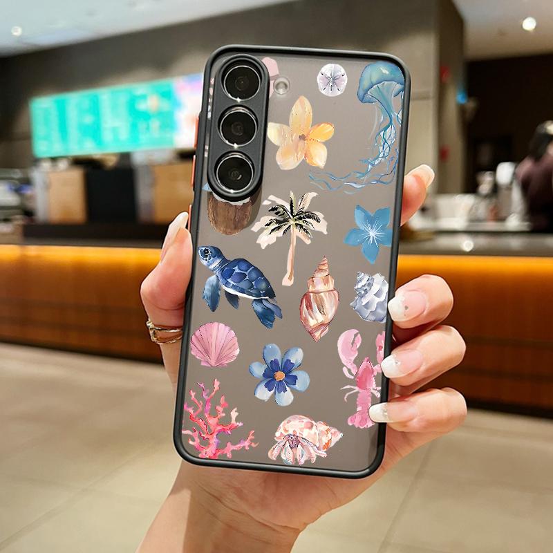 

Чехол с узором из морских ракушек и морских звезд для Samsung S25 S24 Fe S22 Plus Ultra S23 S21 A56 A36 A55 A16 A54 A35 A52 A25 A15 A14 5g A32 4g Матовый жесткий чехол Samsung Galaxy A12