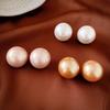 Imitation pearl round silver needle stud earrings fashion temperament geometric earrings