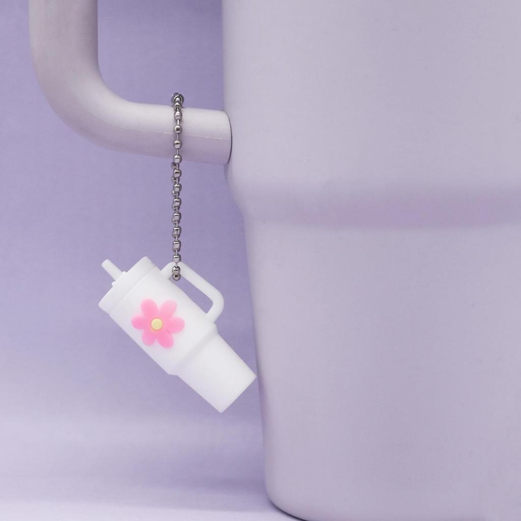 Popular Soft Rubber Stanley Cup Pendant Keychain - Creative Milk Tea Cup Keyring Available