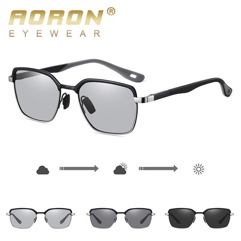 AORON Metal Frame Photochromic Polarized Sunglasses Classic Sport Driving Fishing Glasses UV400 Anti Glare Sunglasses