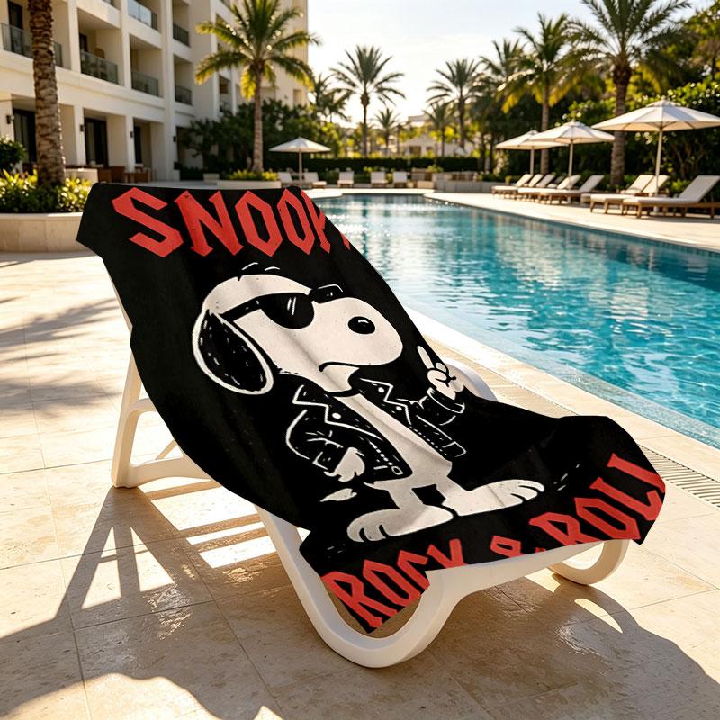 Snoopy Print Beach Towel Design, Soft, Lightweight. for Home Bathroom, Spa, Pool, Yoga, Surfing, Camping, Gift for Family, Friend