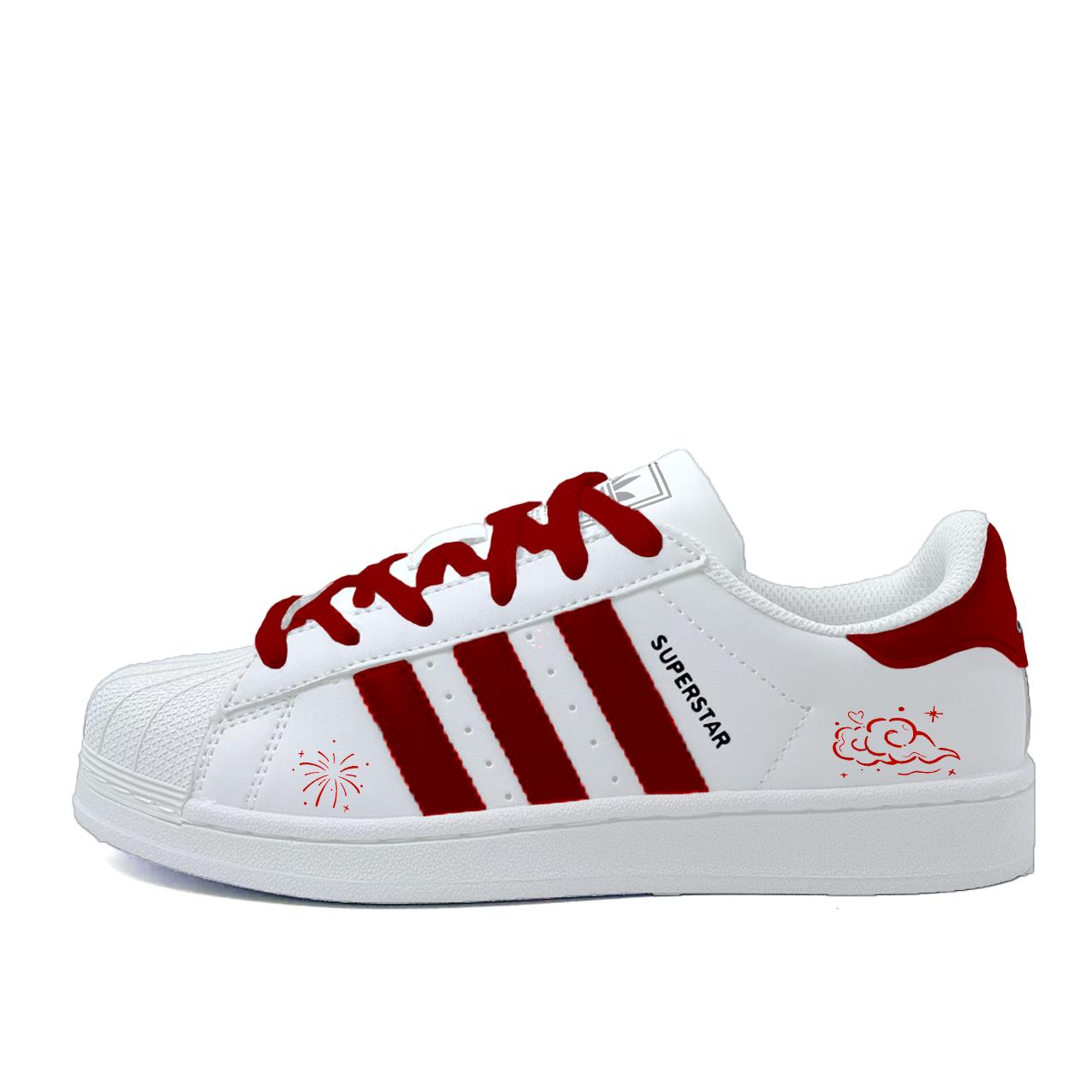 

Adidas Originals SUPERSTAR Blushing Cloud Nebula Low top Skateboard Shoes Women s Red White JQ4098(team913-) 36