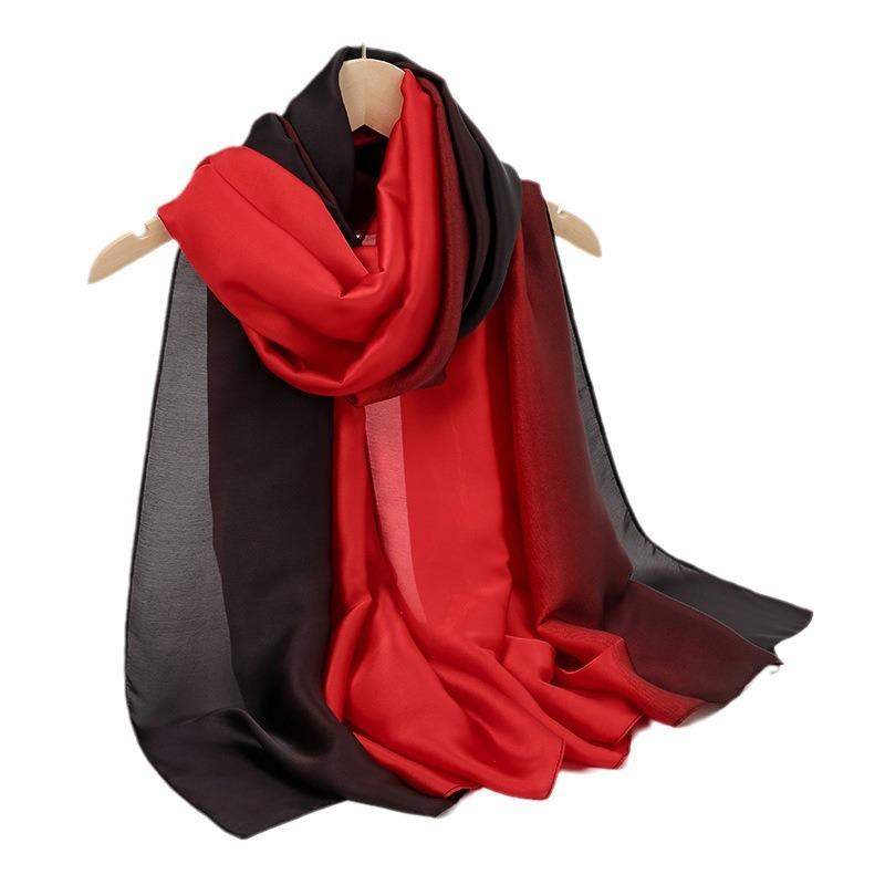 Spring and summer new gauze women's fashion gradual change long shawl, fashion trend sunscreen silk scarf thickened scarf