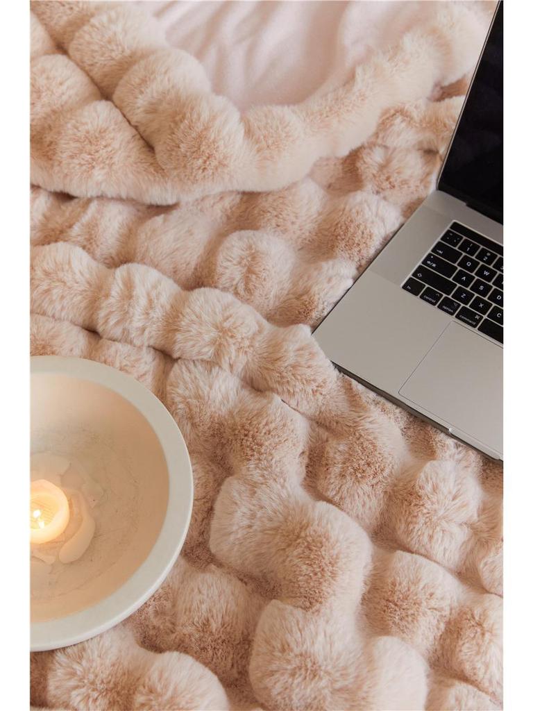 Winter Tuscany Rabbit Hair Plush Throw Blanket - Korean Gentle Style, Light Luxury for Sofa or Office.