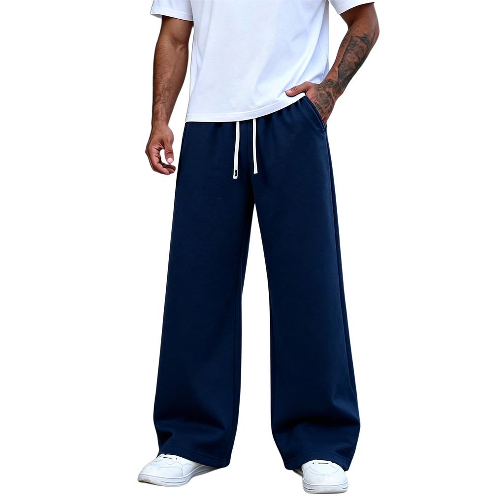 Pantalon de survêtement décontracté à jambe droite de couleur pour homme