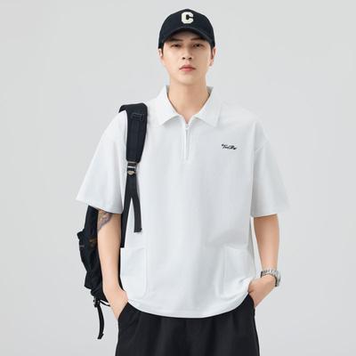 Camisa POLO Masculina de Verão Nova Solta de Manga Curta Masculina Lapela Fina T-shirt Curta