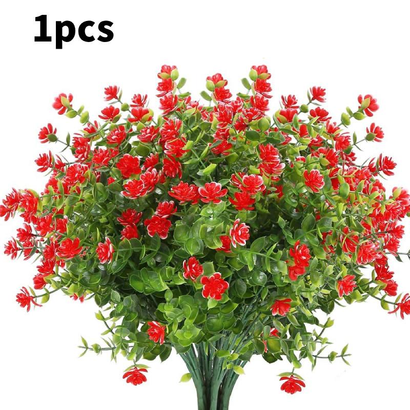 Flowers Artificial Bundle Outdoor Artificial Resistant Faux Plastic Shrubs Plant