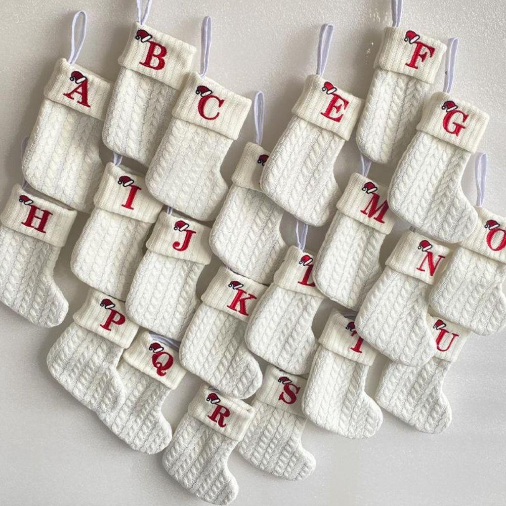 Embroidered Christmas Socks Alphabet Christmas Tree Pendant  Christmas Tree