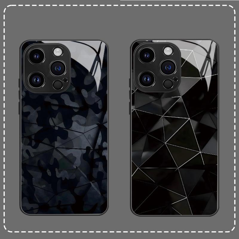 Geometric diamond for apple 16 mobile phone case 15 protective case iphone17 glass 14promax men's hard case