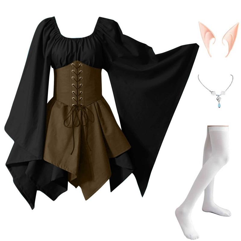 New long-sleeved women's Renaissance medieval dress