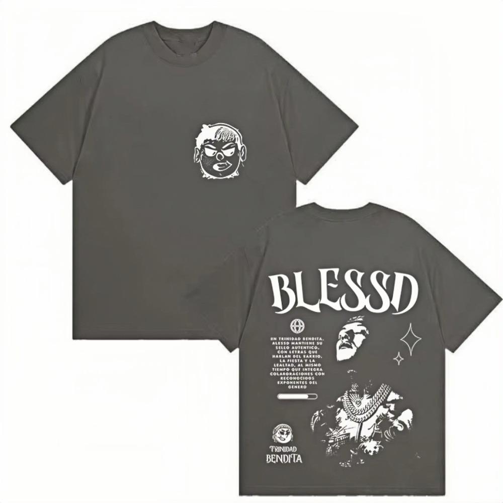 Rapper Blessd Tour 2026 New Album T-Shirt Graphic Print Men Women Pop Music Trend Cotton T-Shirt Fashion Extra Large