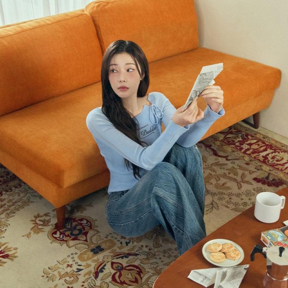 Egoist Asymmetric Lace Up Boatneck Knit Pullover  Es2kl362 