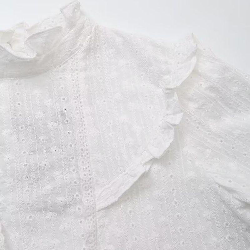 Kaslead New Arrival Women's Fashion Style Fashion Hollowed-out Embroider Romantic Style Shirt 4387234