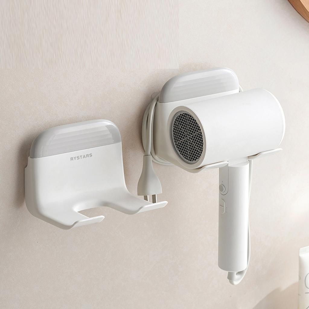 2 In 1 Wall Mounted Hair Dryer Holder No Drill Bathroom Organizer
