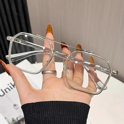 1 Pair Literary Glasses Frame Female Retro Ultra-light Anti-blue Metal Frame Male Can Be Equipped with Anti-radiation Glasses