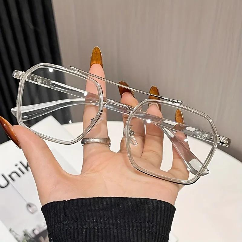 1 Pair Retro Geometric Full-Rim Glasses Unisex Fashion Eyewear for Casual & Formal Wear Ideal Gift Vintage Style Glasses
