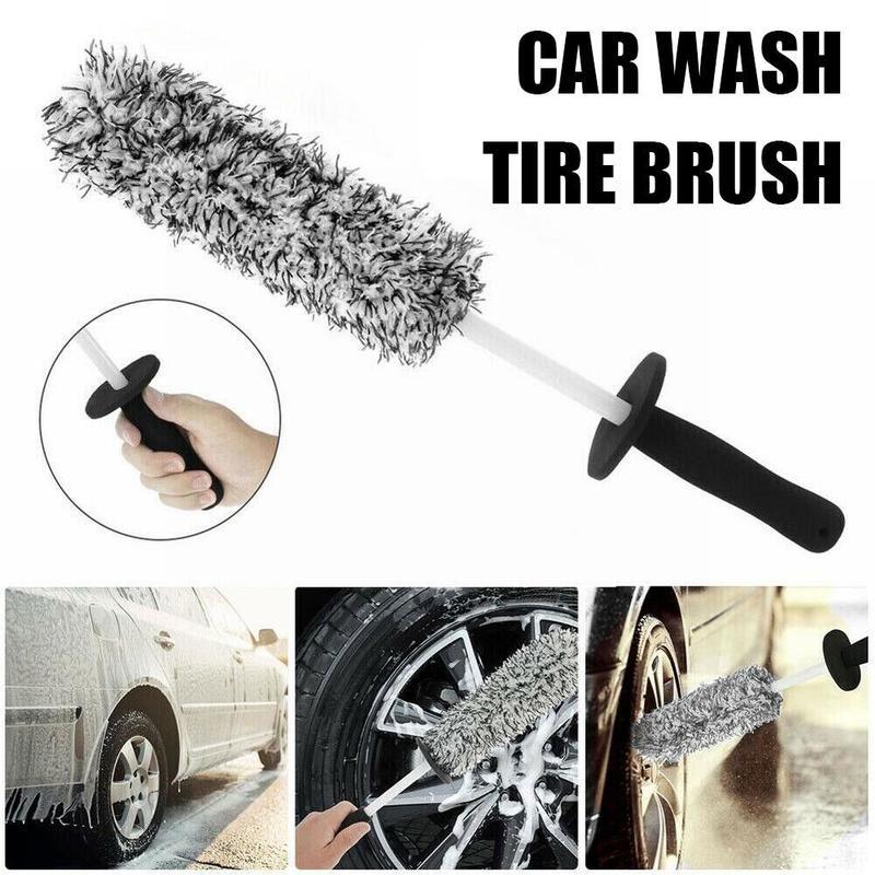 Set da 2 Pezzi Spazzola Super per Lavaggio Auto Microfibra Premium Spazzola per Cerchioni Manico Morbido Antiscivolo Facile Da Pulire Raggi Cerchioni Auto Accessori Auto