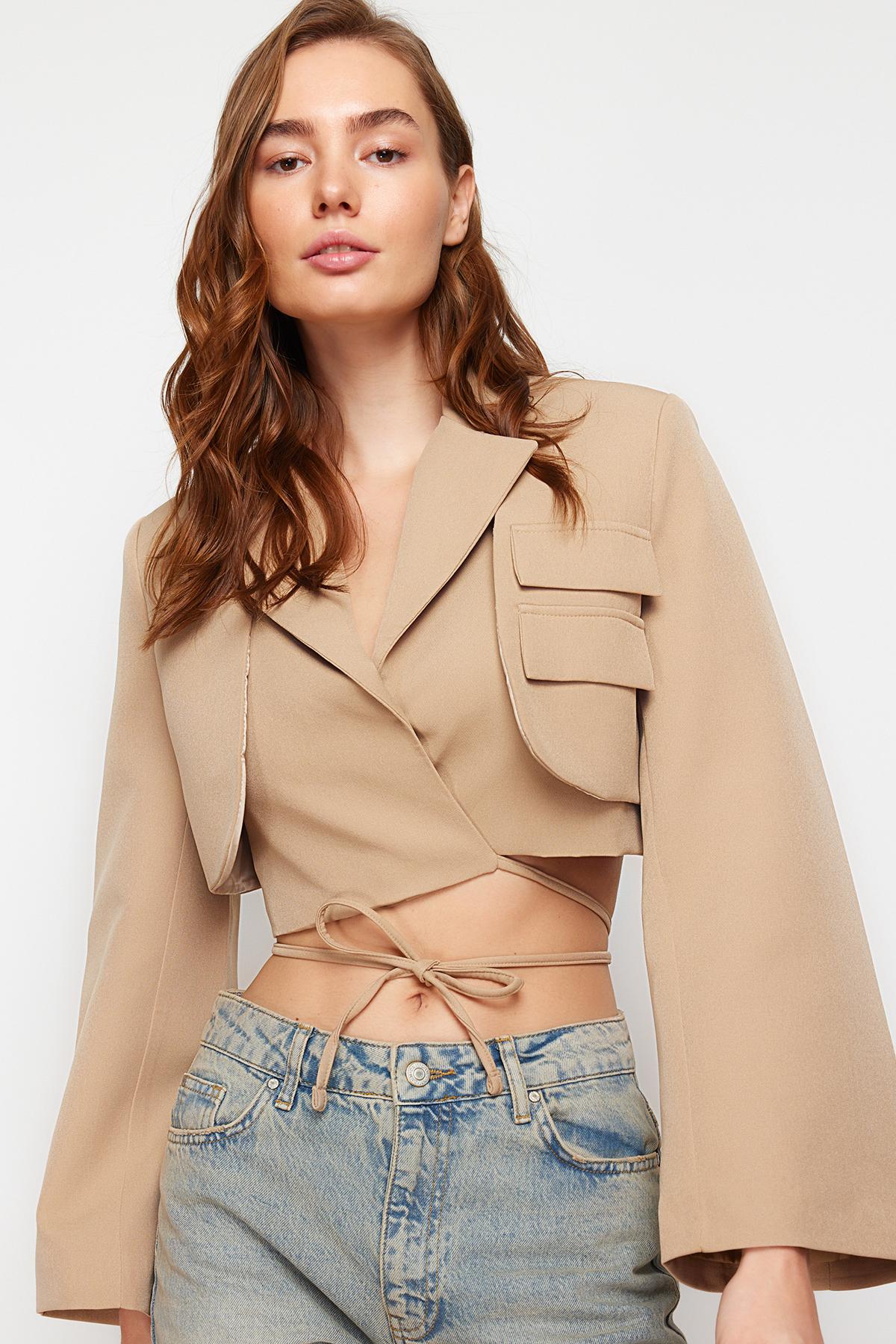 

Женский модный новый пиджак из норки, двубортный тканый пиджак с застежкой на подкладке из норки