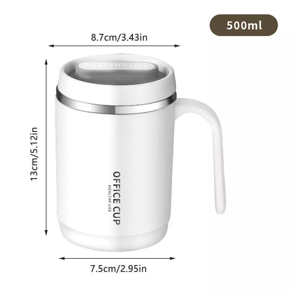 500ML Isolierte Kaffeetasse Reisebecher Thermosflasche aus Edelstahl mit Strohhalm