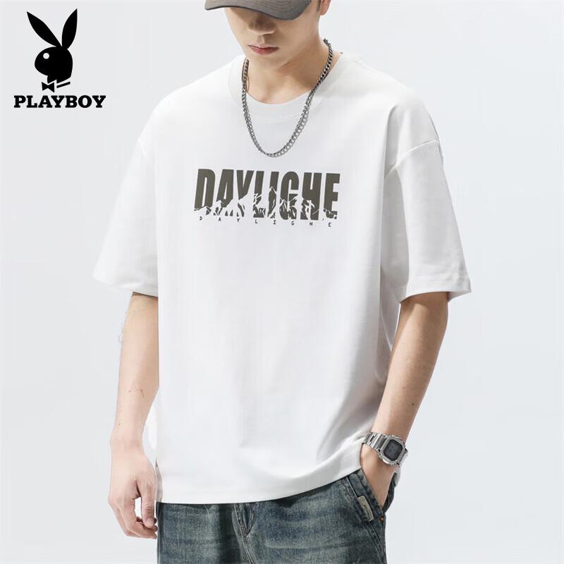 

PLAYBOY Men s Letter Print Short Sleeve T-Shirt 3XL