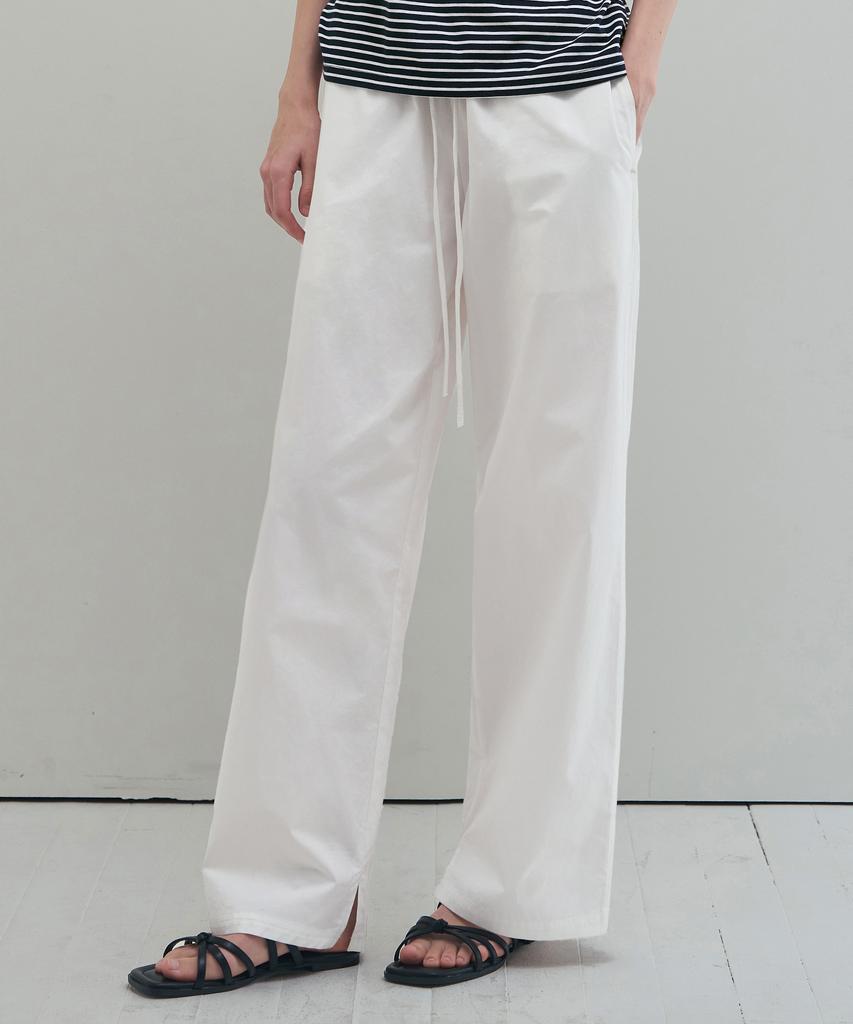 Deuloupisumeon Slit Cotton Elastic Waist Pants [Black]